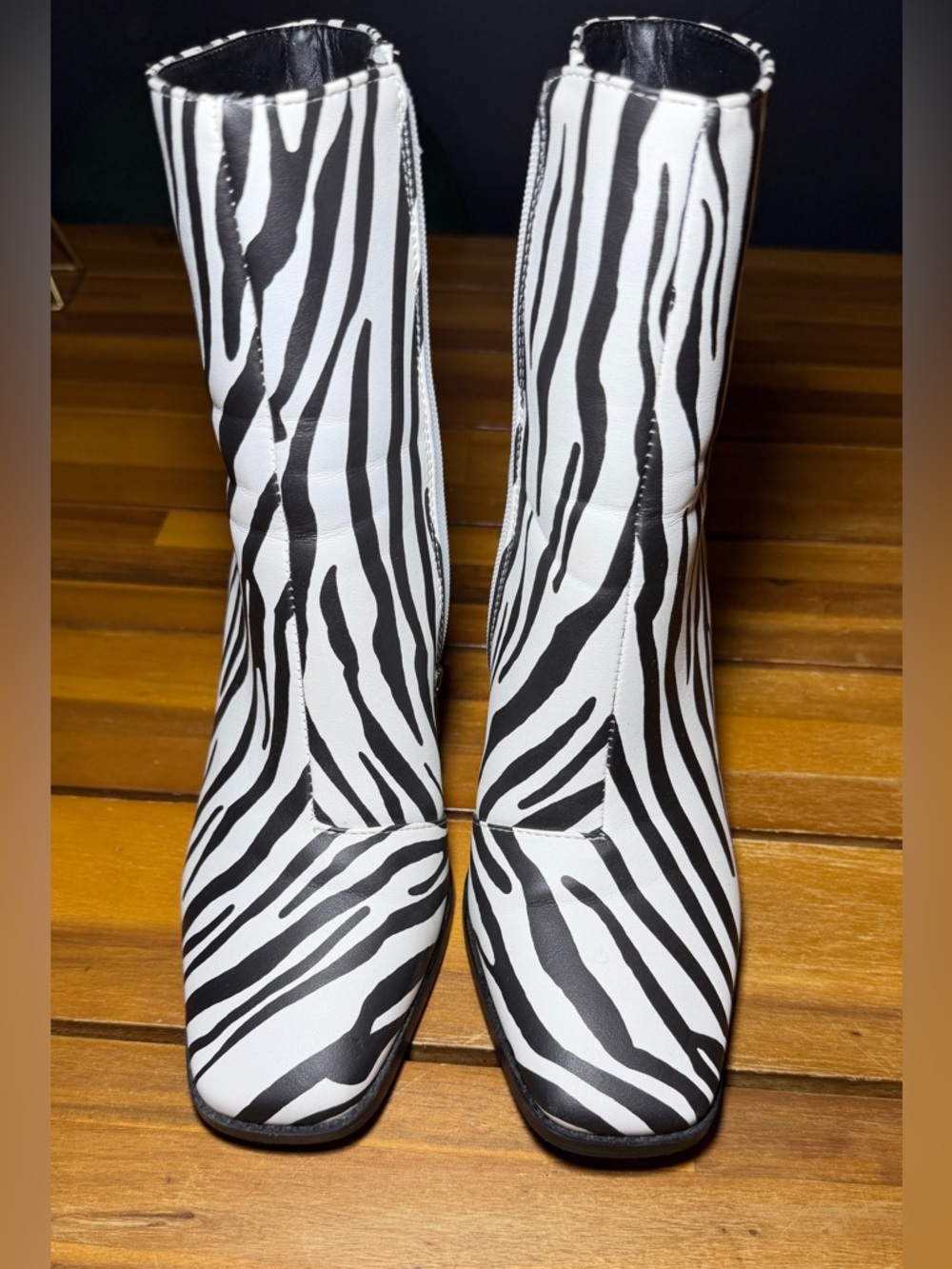 Nastygal Zebra-Print Women's Ankle Boots - Black & White